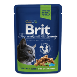 BRIT PREMIUM CAT Sterilised Kawałki Kurczaka w sosie 100g saszetka